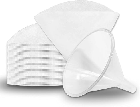 Birllaid Non Woven Filter Cones Filter Cooking Oil Clean Filtering Deep Fryer, Package of 1 Cone Holder and 50 Filter Cones...