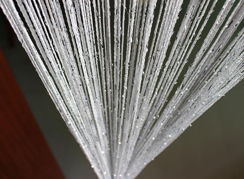 1x2 M Door String Curtain Rare Flat Silver Ribbon Thread Fringe Window Panel Room Divider Cute Strip Tassel for Wedding Coffee House Restaurant Pa...