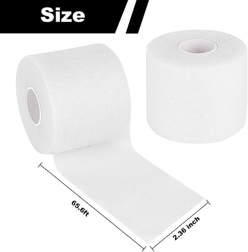 NAICHA 2 Rolls Athletic Tape 65.6 ft Per Roll Athletic Sports Foam Tape White Pre Wrap Tape for Strains and Sprains No Sticky Residue for Tennis, ...