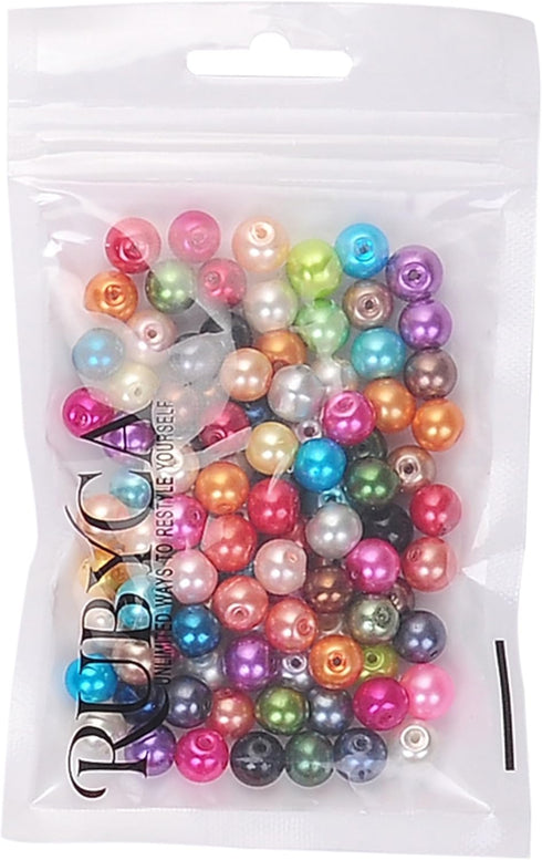 RUBYCA 200Pcs Mix Czech Tiny Satin Luster Glass Pearl Round Bead 4mm Assortment Beading DIY Jewelry...