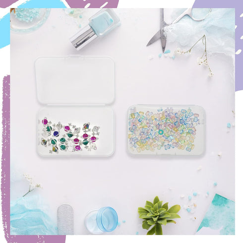 ISKYBOB 6 Packs Rectangle Small Clear Plastic Storage Containers Box Case with Hinged Lid Crafts Organizer for Crayons, Bobby Pin, Beads(3.4 x 2.2...