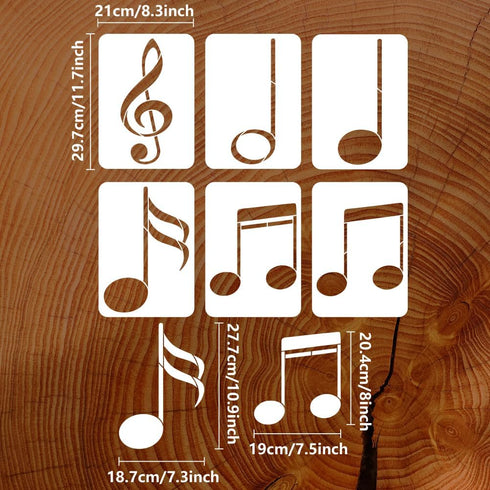 FINGERINSPIRE 6 Pcs Music Painting Stencil 8.3x11.7inch Reusable 6 Styles Musical Notes Pattern Drawing Template DIY Art Music Notation Decoration...