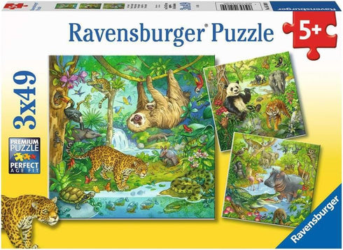 Ravensburger Jungle Fun 3 x 49 Piece Jigsaw Puzzle Set for Kids - 05180 - Every Piece is Unique, Pieces Fit Together Perfectly...