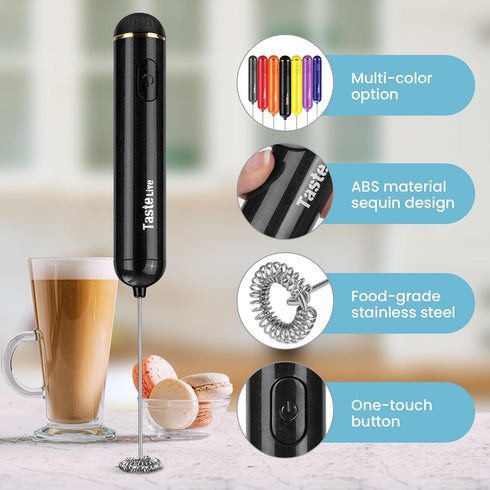 Handheld Milk Frother, Battery Operated Electric Foam Maker and Mixer for Drinks (Black)...