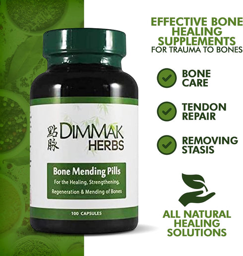 Certified Organic Bone Mending Pills by Dimmak Herbs, Bone Fracture Healing Supplement, Bone Strengthening Pills, Chinese Medicine Herbs - 100 cap...