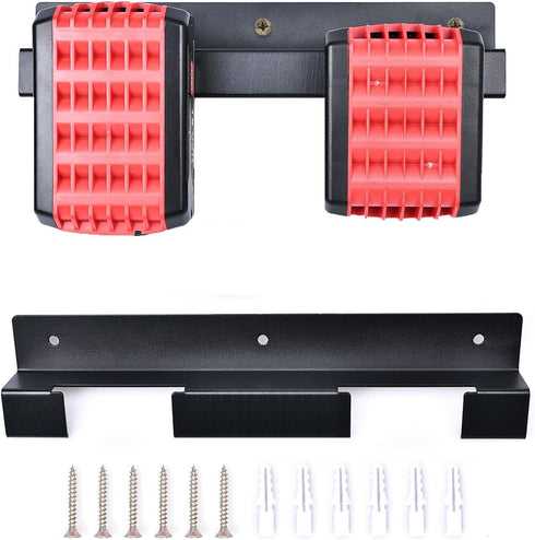 2Pack Battery Holder for Bosch 18V 14.4V Battery Wall Mount Dock Stainless Black Battery Tool Holder for Tool Organization and Storage...