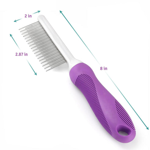 Pet Grooming Brush, Pet Detangling Pet Metal Comb with Long & Short Stainless Steel Teeth for Removing Matted Fur, Dematting Deshedding Brush Cat ...