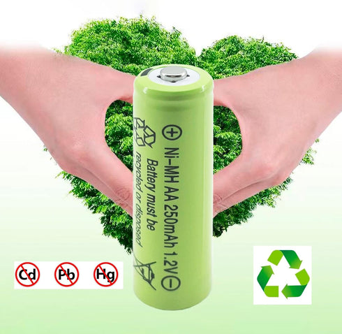 12 Counts AA 250mAh NiMH Rechargeable Batteries,1.2V Double A Battery for Garden Landscaping Solar Lights...