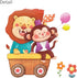 DECOWALL DA4-1406 Animal Train and Hot Air Balloons Kids Wall Stickers Wall Decals Peel and Stick Removable Wall Stickers for Kids Nursery Bedroom...