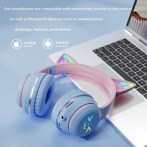 Bluetooth earphones, cute styling earphones, game earphones suitable for smartphones Bluetooth 5.0, can be connected and used on mobile phones, ta...