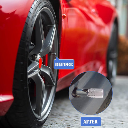 PAGOW 24 Pack Tire Valve Stem Caps with Rubber Ring Seal, Hexagon Heavy-Duty Car Wheel | Dust Proof Airtight | Light-Weight | Universal for Cars S...