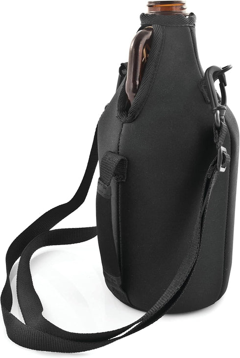 Frostbite Beer Growler Sling Tote Bag Carrier - Insulated Growler Sleeve, Growler Cooler Bag, Fits 64 oz with Adjustable Strap, Black...