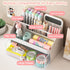 SAYEEC Desk Organizer with Drawer, Cute Pencil Pen Holder with Handle and 6 Compartments, Multi-Functional Makeup Organizer Storage Box, Desktop A...