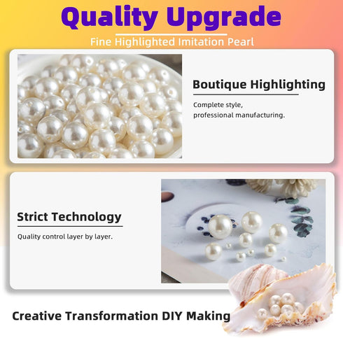 Swpeet 800Pcs 5 Sizes 4mm 6mm 8mm 10mm 12mm White Perforated Pearl Beads and Scissors Tweezers with 0.8mm Elastic Bead Thread Assortment Kit, Craf...