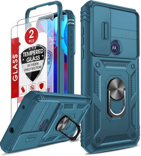 LeYi for Moto G Power 2022 Case: Moto G Pure Phone Case with Slide Camera Cover + 2 Pack Screen Protector, Military Grade 360 Full Body with Kicks...