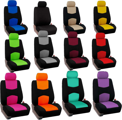 FH Group Car Seat Covers Front Set in Cloth - Car Seat Covers for Low Back Car Seats with Removable Headrest,Universal Fit,Automotive SeatCovers,W...