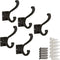 Claimed Corner Iron Scroll Coat Hooks - Wall Mounted Rustic Farmhouse Cast Iron DIY Coat Towel Hat Scarf Bag Hook - 5 Pack (Black)...
