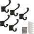 Claimed Corner Iron Scroll Coat Hooks - Wall Mounted Rustic Farmhouse Cast Iron DIY Coat Towel Hat Scarf Bag Hook - 5 Pack (Black)...