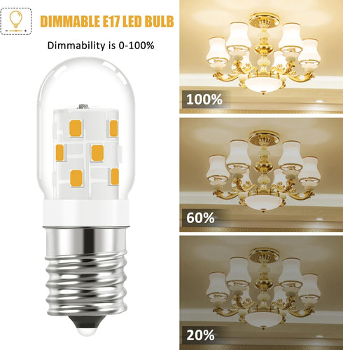 LED Microwave Light Bulb Over Stove Appliance Replacement 40W Incandescent for Refrigerator, Dimmable Range Hood E17 Intermediate Base Warm White ...