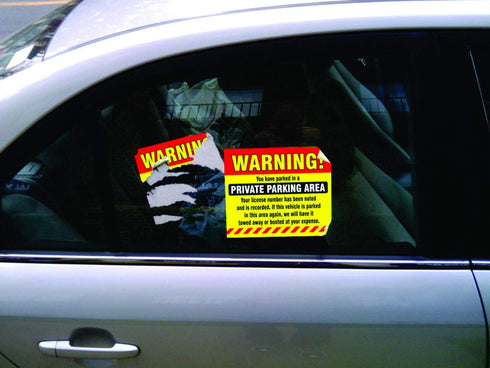 Private Parking Stickers (Pack of 50) Reserved No Permit Area Violation Warning Notice Vehicle is Illegally Parked - Large Size 6" X 9" – Yellow...