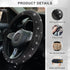 Bling Diamond Car Steering Wheel Cover, Anti-Slip Soft 14.5-15.5 Inch Sparkly Rhinestone Steering Wheel Protector for Women Men, Universal Fit Mos...