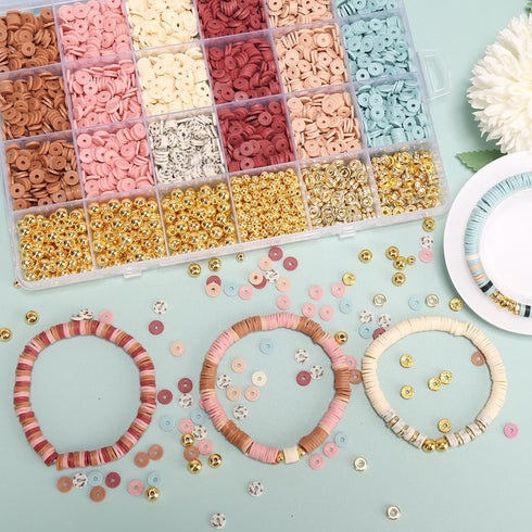 LFLIUN Clay Beads Bracelet Kit Friendship Bracelet Making Kit Golden Beads Clay Beads Kit for DIY Jewelry Making Birthday Gift...