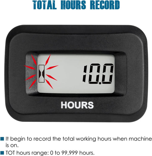 Runleader Digital Hours Counter,AC/DC 5V to 277V for Garden Tractor Generator Scooter Club Car Forklift Leaf Trimmer etc.(1)...