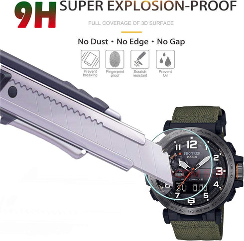 (3 Pack) Compatible for Casio PRG-600/650 / PRW-6600 Screen Protector Tempered Glass, (36 mm)?Anti Scratch, Bubble Free...