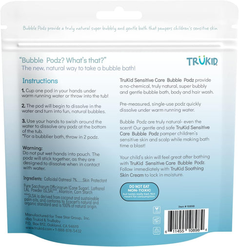 TruKid Bubble Podz Bubble Bath for Baby & Kids, NEA-Accepted for Eczema, Gentle Refreshing Colloidal Oatmeal Bath Bomb for Sensitive Skin, pH Bala...