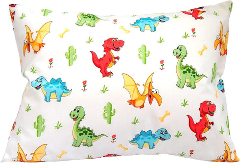 Toddler Pillowcase 13x18 Dinosaur - Cotton Travel Pillowcase Cover, Soft Dinosaur Pillow Cases for Toddler Boys - Multicolored Dinosaurus...