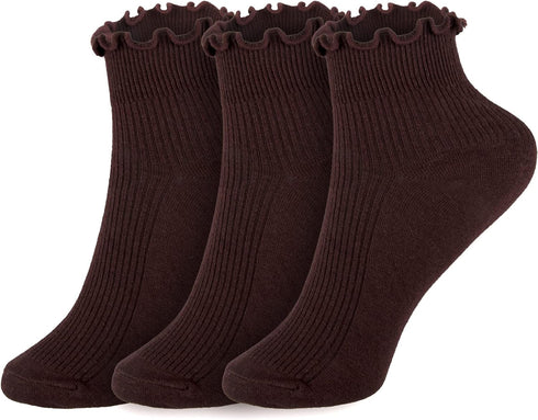 Womens Ankle Casual Socks Lace Ruffle Low Cut Knit Cotton Lettuce Socks for Women Girls...