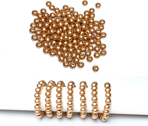 300pcs 10mm Gold Wood Beads Round Ball Wooden Loose Beads for Necklace Bracelet Home Decor (3mm Hole)...