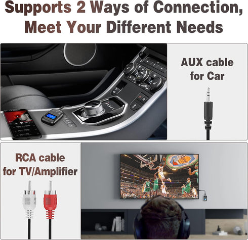 Bluetooth 5.0 Transmitter Receiver for TV - Tensun Visible 3.5mm Wireless Audio Adapter with LED Display Screen, Volume Control 2-in-1 Aux Stereo ...