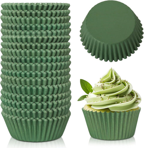 Whaline 300Pcs Green Cupcake Liners Olive Dark Green Baking Cups Wedding Baby Shower Cupcake Wrappers Holders Muffin Liners for Bridal Shower Birt...