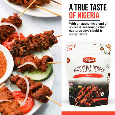 Ari's Suya Pepper - Hand Crafted Nigerian Suya Spice, African seasoning powder, grilled steak seasoning, chicken seasoning, and Seafood Seasoning....