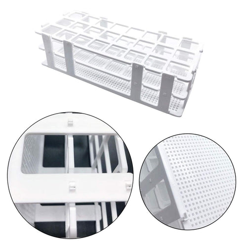 Plastic Test Tube Rack 2 Pack 24 Holes Lab Test Tube Rack Holder for 25mm and Below The Test Tubes, Detachable, White...