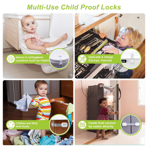Matenf Child Proof Cabinet Locks (4 Packs), Baby Toddlers Locks for Drawers, Refrigerator Safety Latches for Kids Pets, Durable Safe ABS Material ...