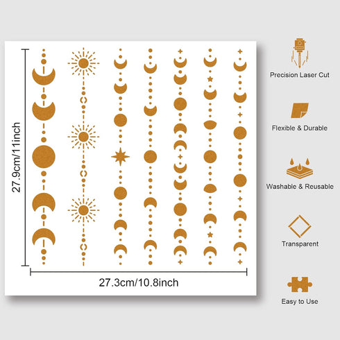 NBEADS 3 Pcs Moon Stars Painting Stencils Templates, 11.8×11.8 Inch Reusable DIY Art and Craft Stencils for Painting on Wood, Fabric, Paper, Walls...