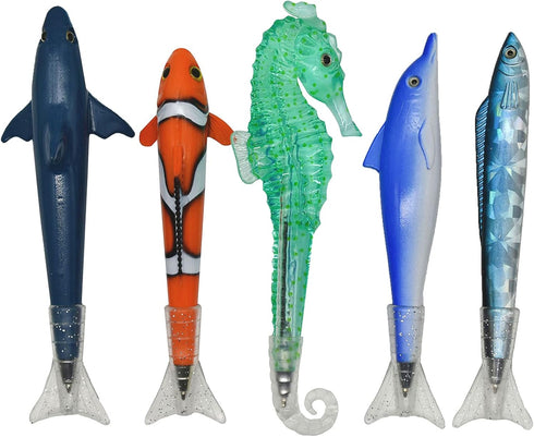 15PCS Novelty Shark Pens Fish Pens Clownfish Sea Horse Pens Ocean Animal Ballpoint Pens With Fin Tail Black Ink Pen For School Ofiice Supplies Sta...