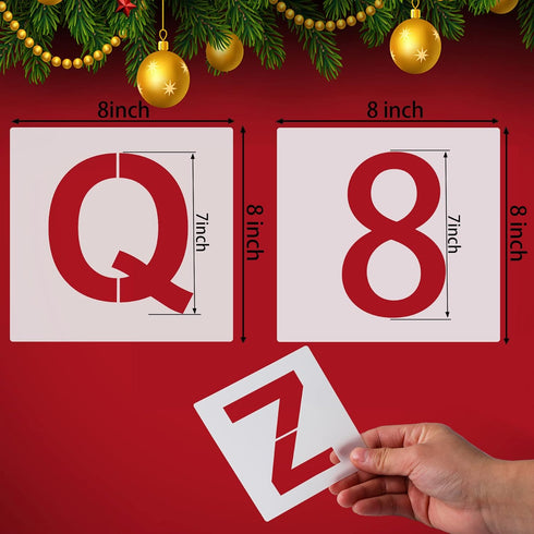 36 Pcs Large Alphabet Letter Stencils and Number Stencils,Reusable Letter Stencils for Painting on Wood Wall Fabric Rock Chalkboard Glass (8 Inche...