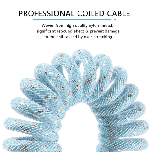 ATTACK SHARK Custom Coiled USB C to A Cable for Gaming Keyboard,Double-Sleeved Starlight Braided Cable with Detachable Metal Aviator 24K Gold Conn...