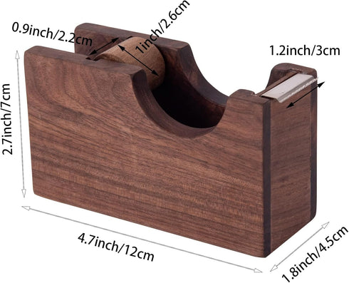 IMEEA Tape Dispenser Natural Walnut Wood Desktop Tape Dispenser Tape Cutter for Gift Wrapping Office Home School and Crafts...