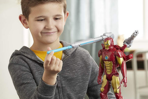 Avengers Marvel Titan Hero Series Blast Gear Iron Man Action Figure, 12-Inch Toy, with Launcher, 2 Accessories and Projectile, Ages 4 and Up, Red...