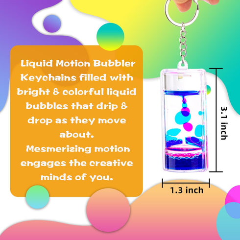 Liquid Motion Bubbler Keychains - Stress Relief Sensory Toy Gifts for Kids - Colorful Liquid Hourglass Keychain...