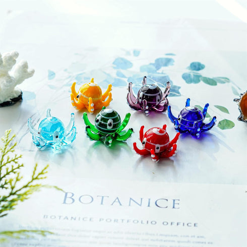 H&D HYALINE & DORA Multicolor Octopus Art Glass Blown Mini Sea Animal Figurine,Set of 6...