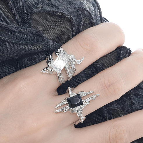 8 Pcs Vintage Silver Rings Sets Y2k Goth Coquette Grunge Chunky Stacking Rings For Women Aesthetic Accessories Jewlery Boho Silver Statement Ring ...