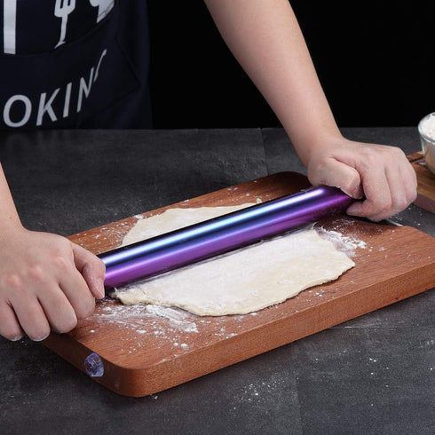Berglander Rainbow Rolling Pin, 16.7 Inches Stainless Steel Colorful Matte Finish With Rainbow Titanium Plating Rolling Pin For Baking Pizza Dough...