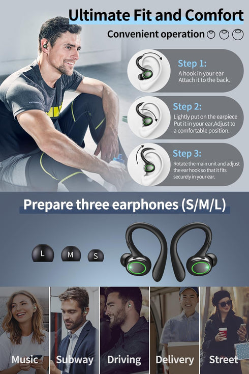 Wireless Earbuds, 60H Playback Bluetooth 5.3 Headphones,Noise Cancelling Wireless Headphones with LED Battery Display, Mics Clear Call, IPX6 Water...