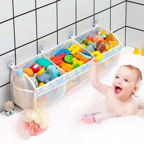 Mesh Bath Toy Storage for Tub - Sorting Baby Toys Bath Tub Toy Holder - Extra Large Capacity Bath Toy Organizer with Large Openings, Quick-drying ...