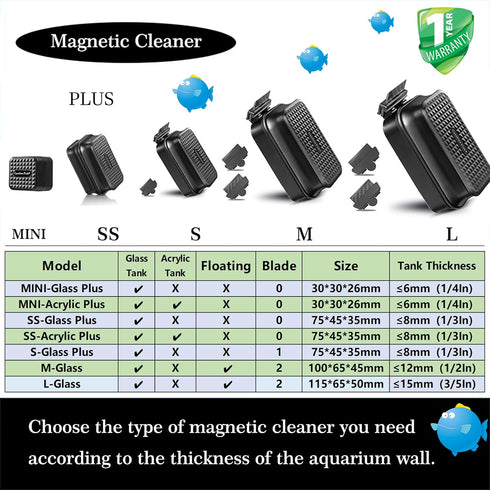 Carefree Fish Aquarium Small Magnetic Cleaner for Glass Fish Tank Magnet Brush Algae Scrapers (Magnetic Reinforcement No Floating)...